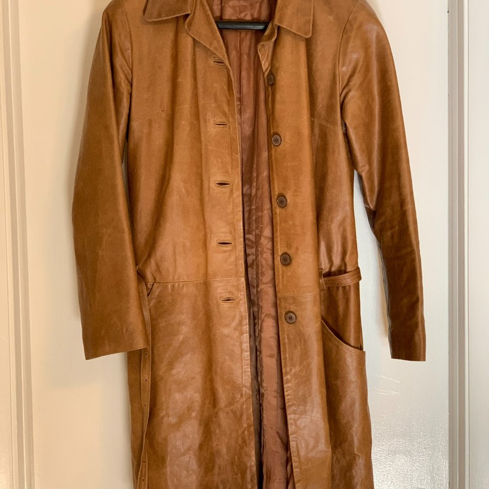 Vintage Italian Belted Leather Coat